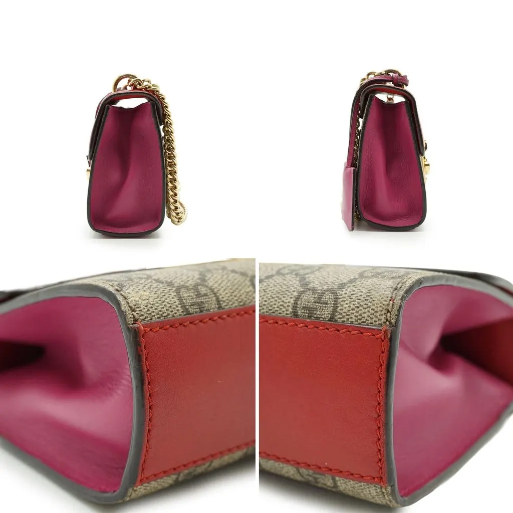 Gucci Shoulder Bag Padlock Red Canvas Good - Inside View