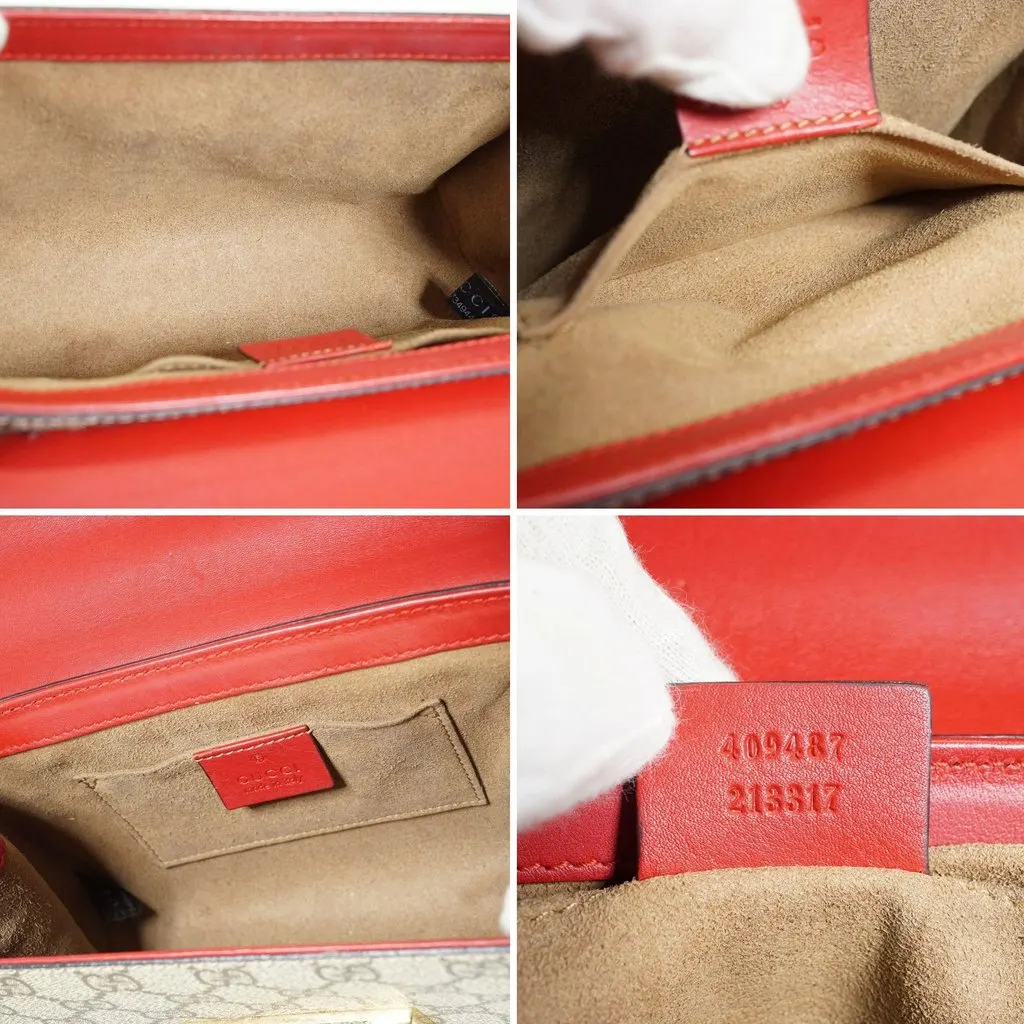 Gucci Shoulder Bag Padlock Red Canvas Good - Box View