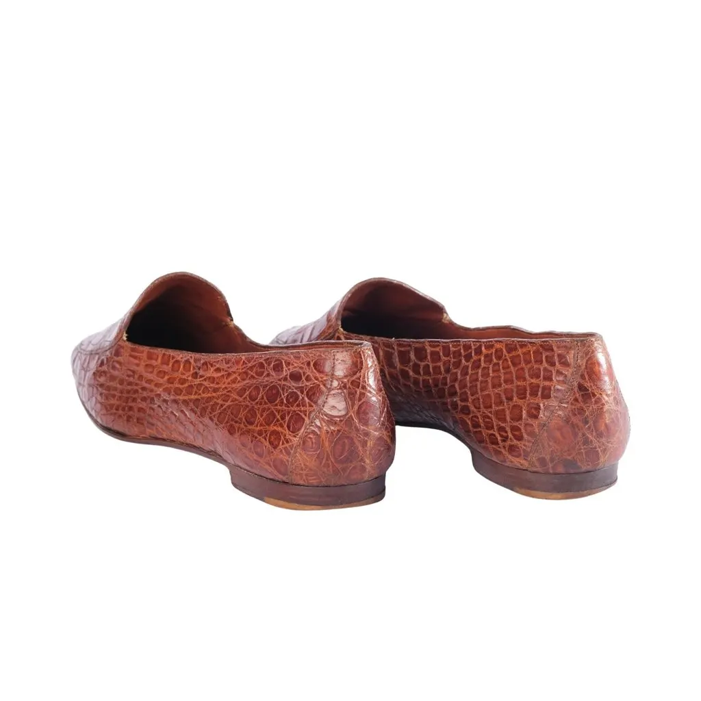 Prada Vintage Brown Exotic Leather Loafers - '90s Brown Leather Good - Inside View