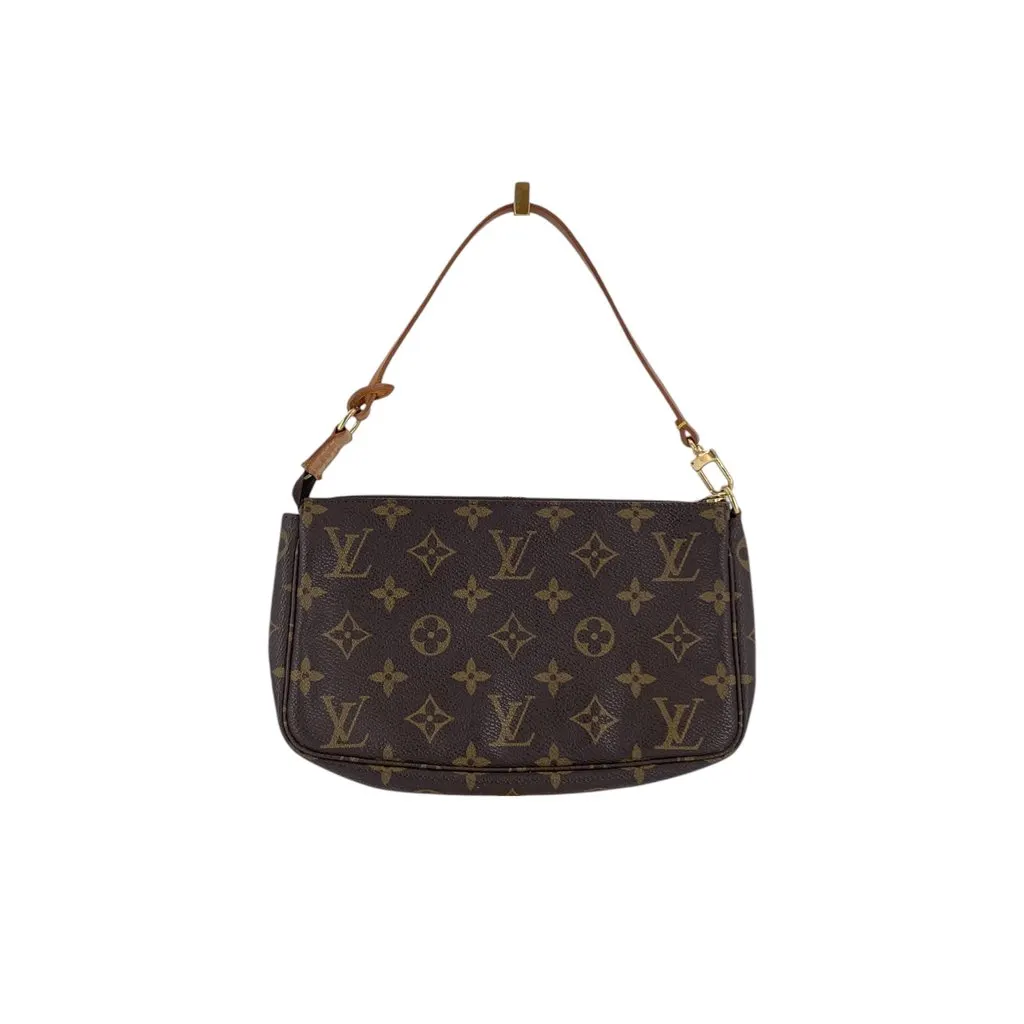 Louis Vuitton Handbag Pochette Accessoire Gold Canvas Good - Front View