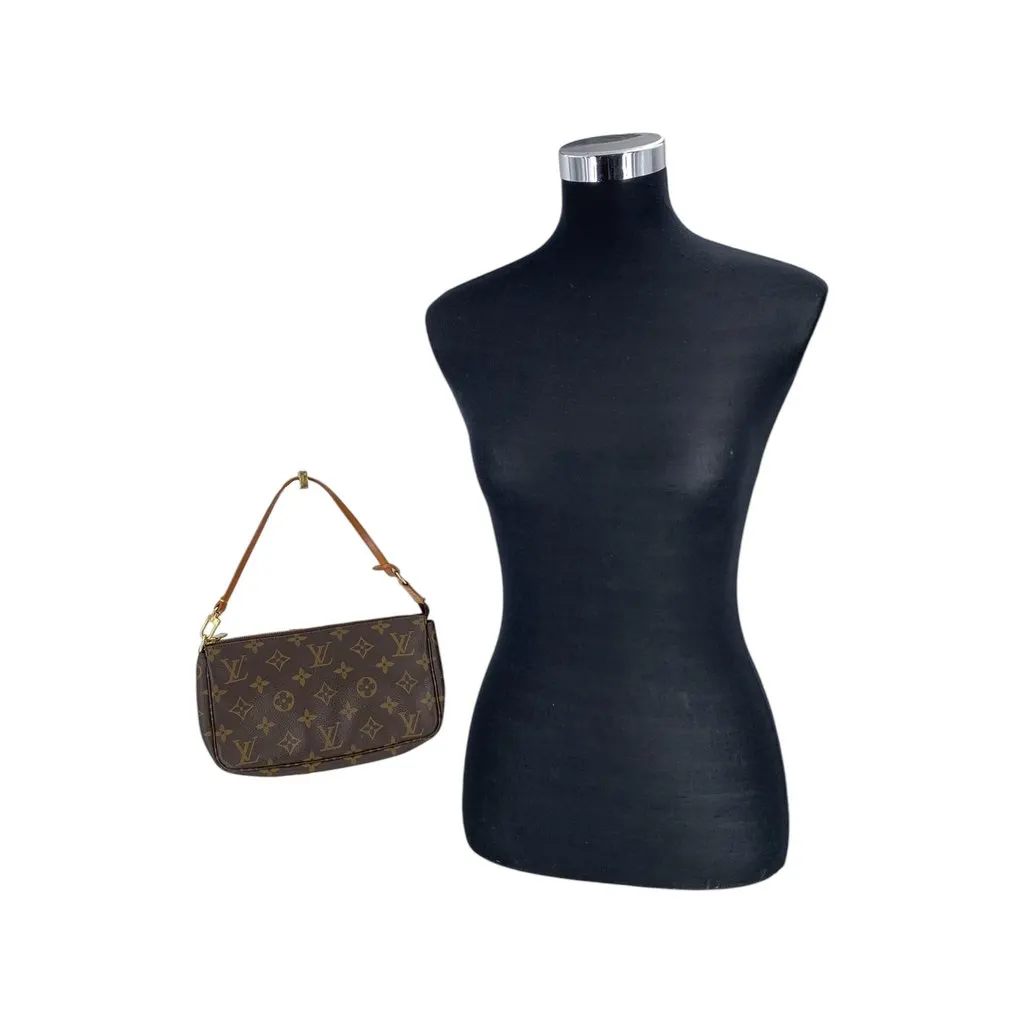 Louis Vuitton Handbag Pochette Accessoire Gold Canvas Good - Back View