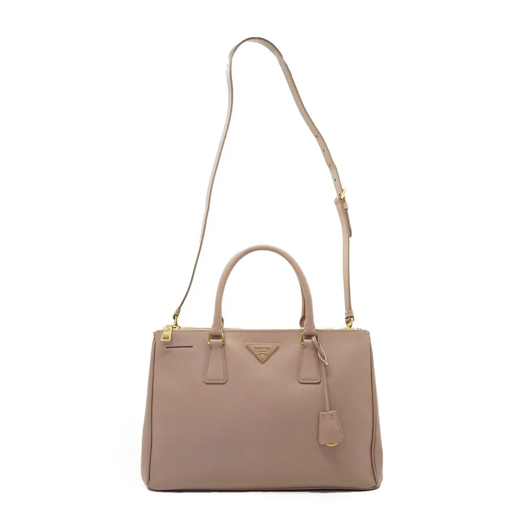 Prada Tote Bag Galleria Beige Leather Good - Back View