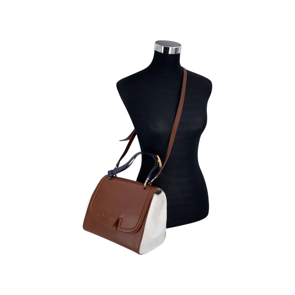 Fendi Shoulder Bag Silvana Navy Leather Good - Back View