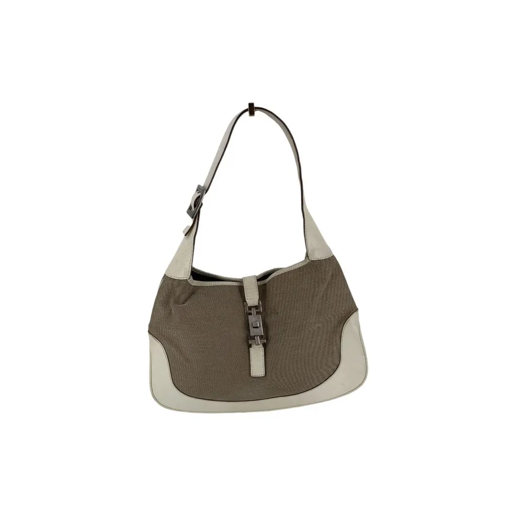Gucci Hobos Vintage Jackie Beige Canvas Good - Front View