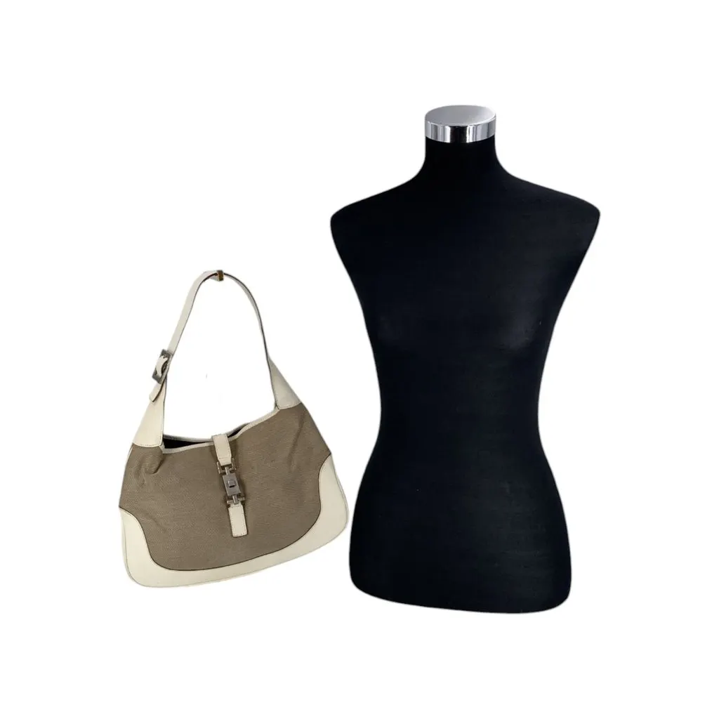 Gucci Hobos Vintage Jackie Beige Canvas Good - Back View