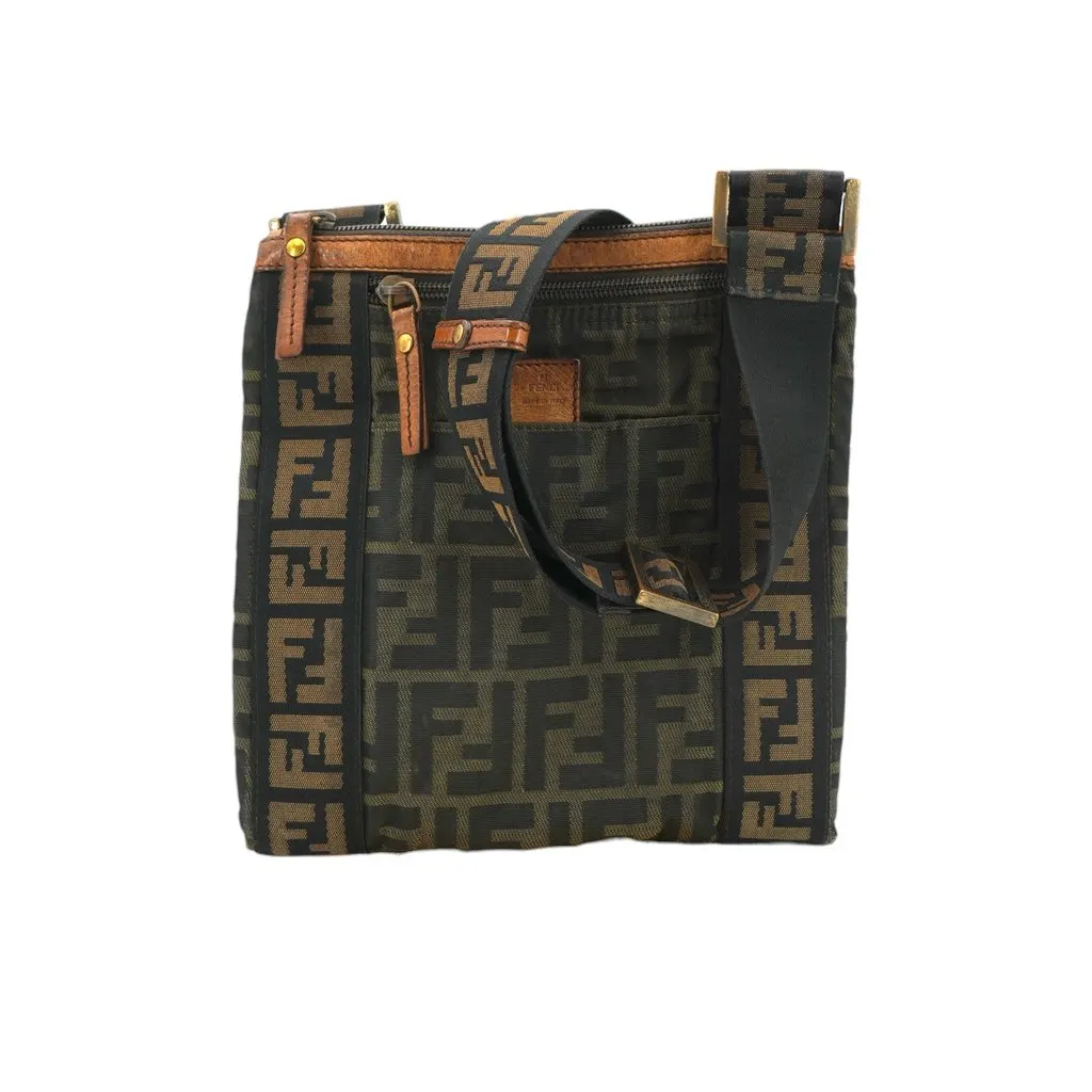 Fendi Crossbody Bag Zucca Brown Canvas Good - Front View