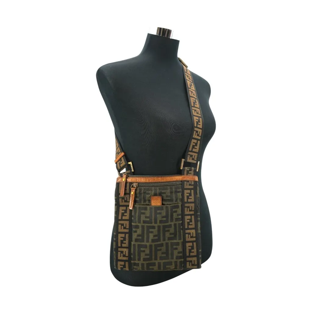 Fendi Crossbody Bag Zucca Brown Canvas Good - Back View