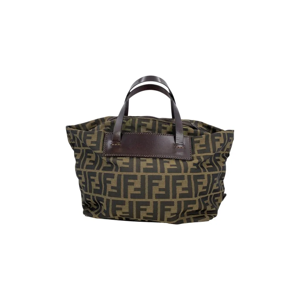 Fendi Handbag Vintage Zucca Tote Black Canvas Good - Inside View