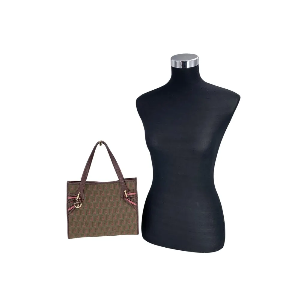 Fendi Handbag Vintage Zucchino Tote Green Canvas Good - Back View