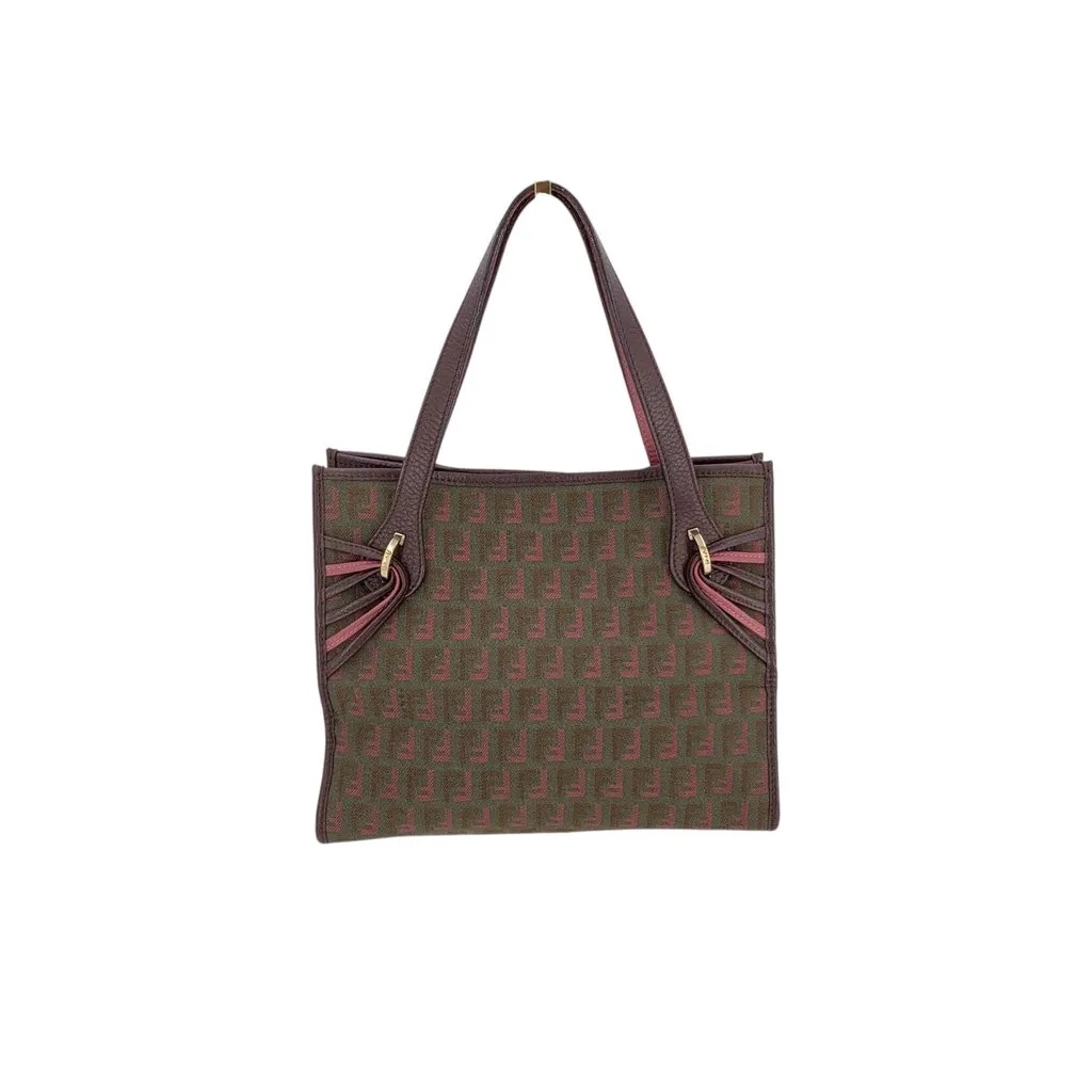 Fendi Handbag Vintage Zucchino Tote Green Canvas Good - Inside View