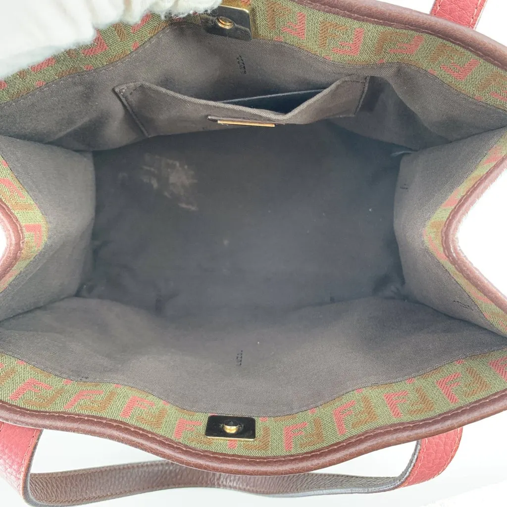 Fendi Handbag Vintage Zucchino Tote Green Canvas Good - Box View