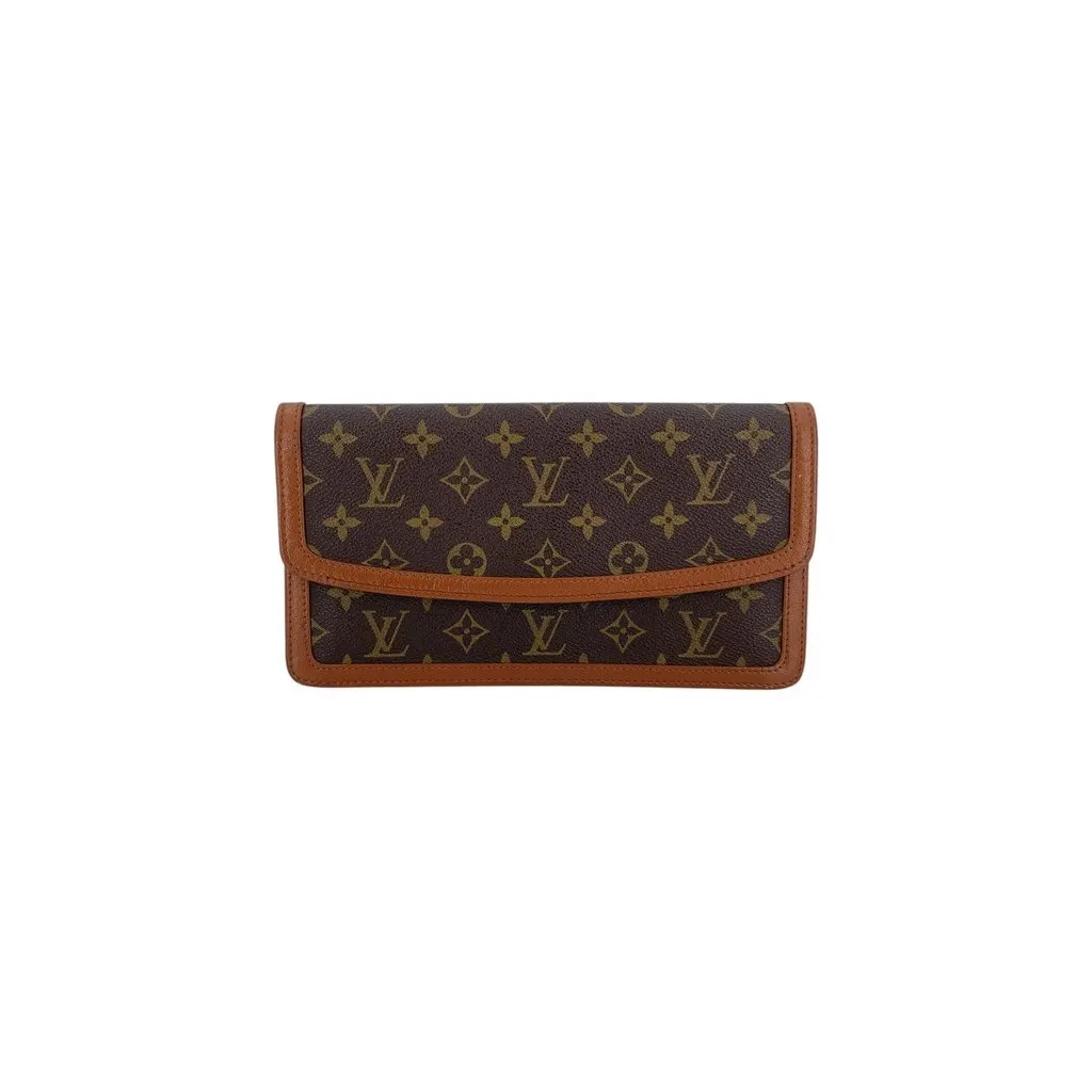 Louis Vuitton Clutch Bag Vintage Pochette Dame Brown Canvas Good - Front View