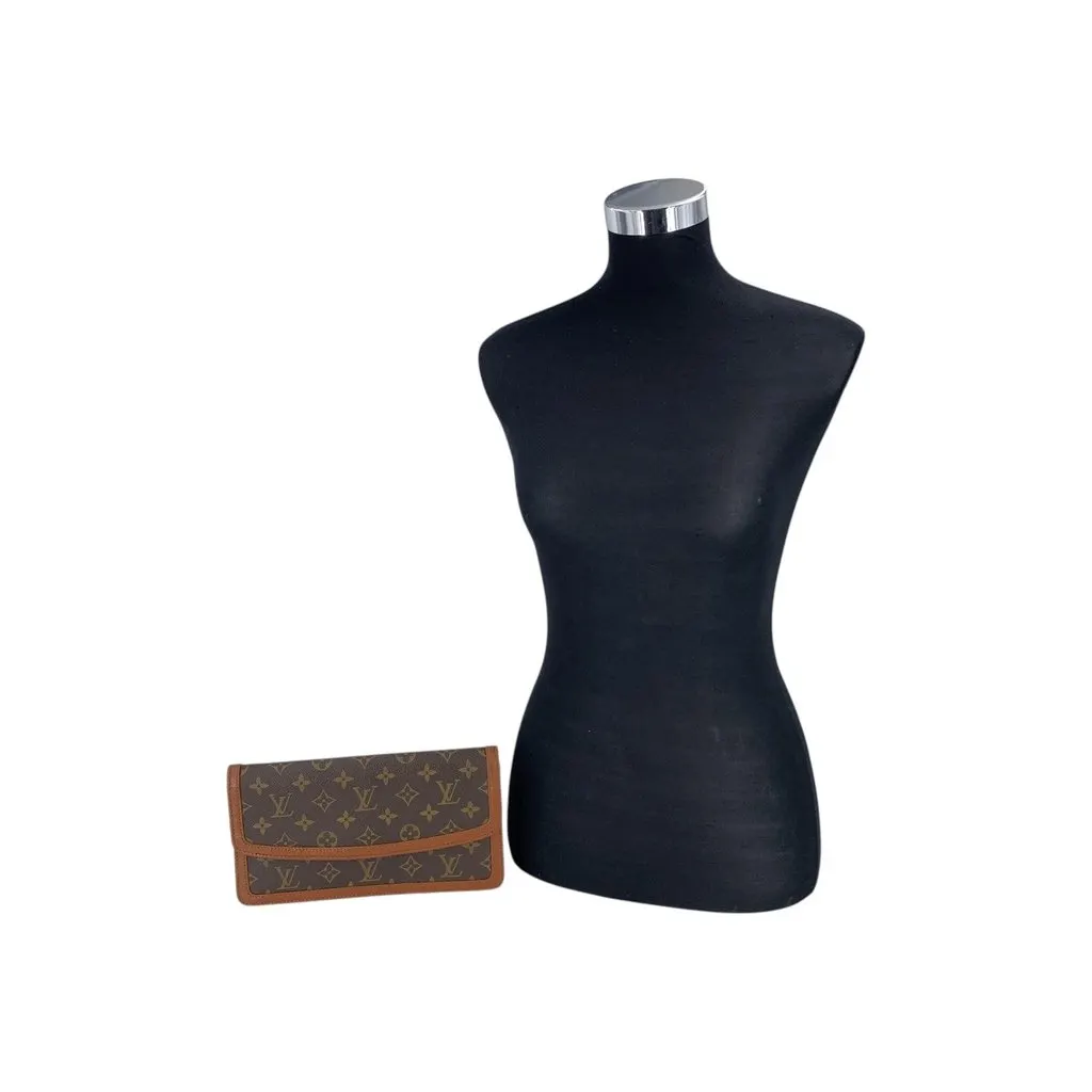 Louis Vuitton Clutch Bag Vintage Pochette Dame Brown Canvas Good - Back View