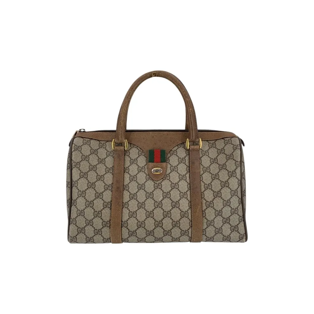 Gucci Handbag Vintage Ophidia Brown Canvas Good - Front View