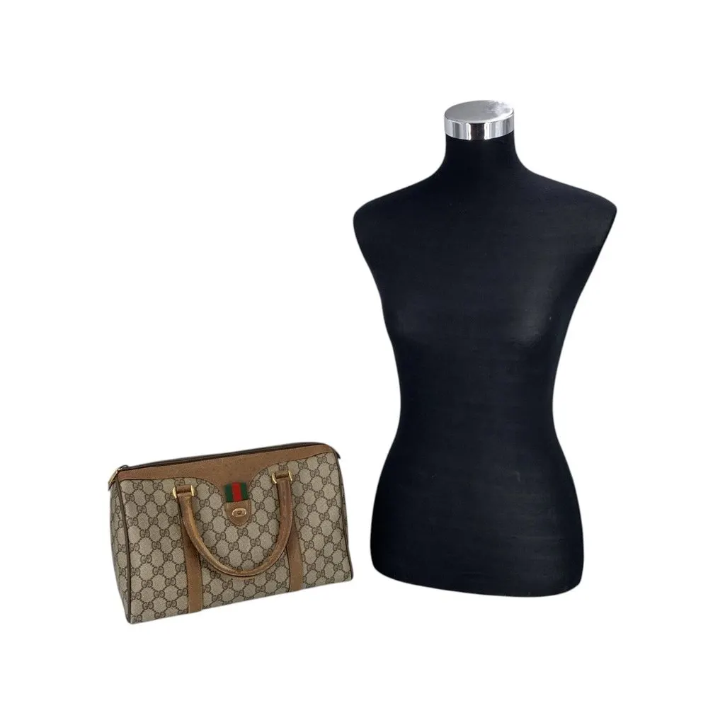 Gucci Handbag Vintage Ophidia Brown Canvas Good - Back View
