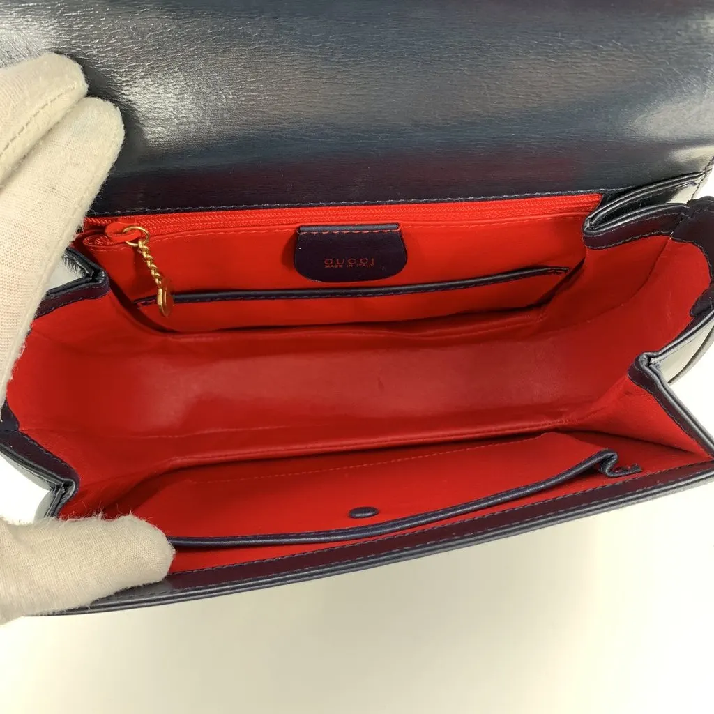 Gucci Crossbody Bag Vintage Lady Lock Navy Leather Good - Box View