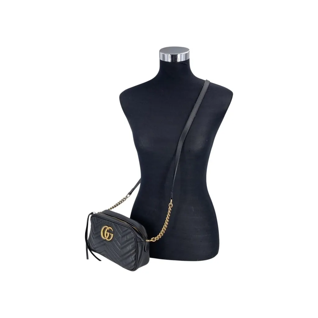 Gucci Shoulder Bag Marmont Black Leather Good - Inside View