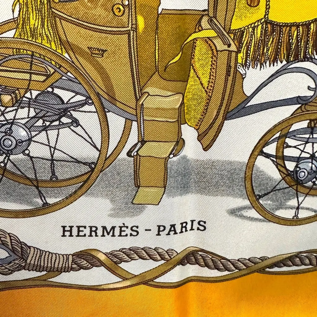 Hermès Scarf Yellow Silk Good - Back View