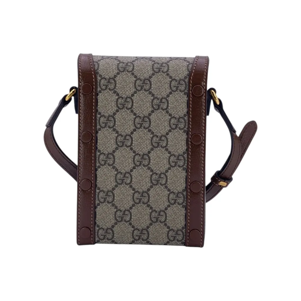 Gucci Crossbody Bag Horsebit 1955 Rectangular MultiColor Canvas Good - Model View
