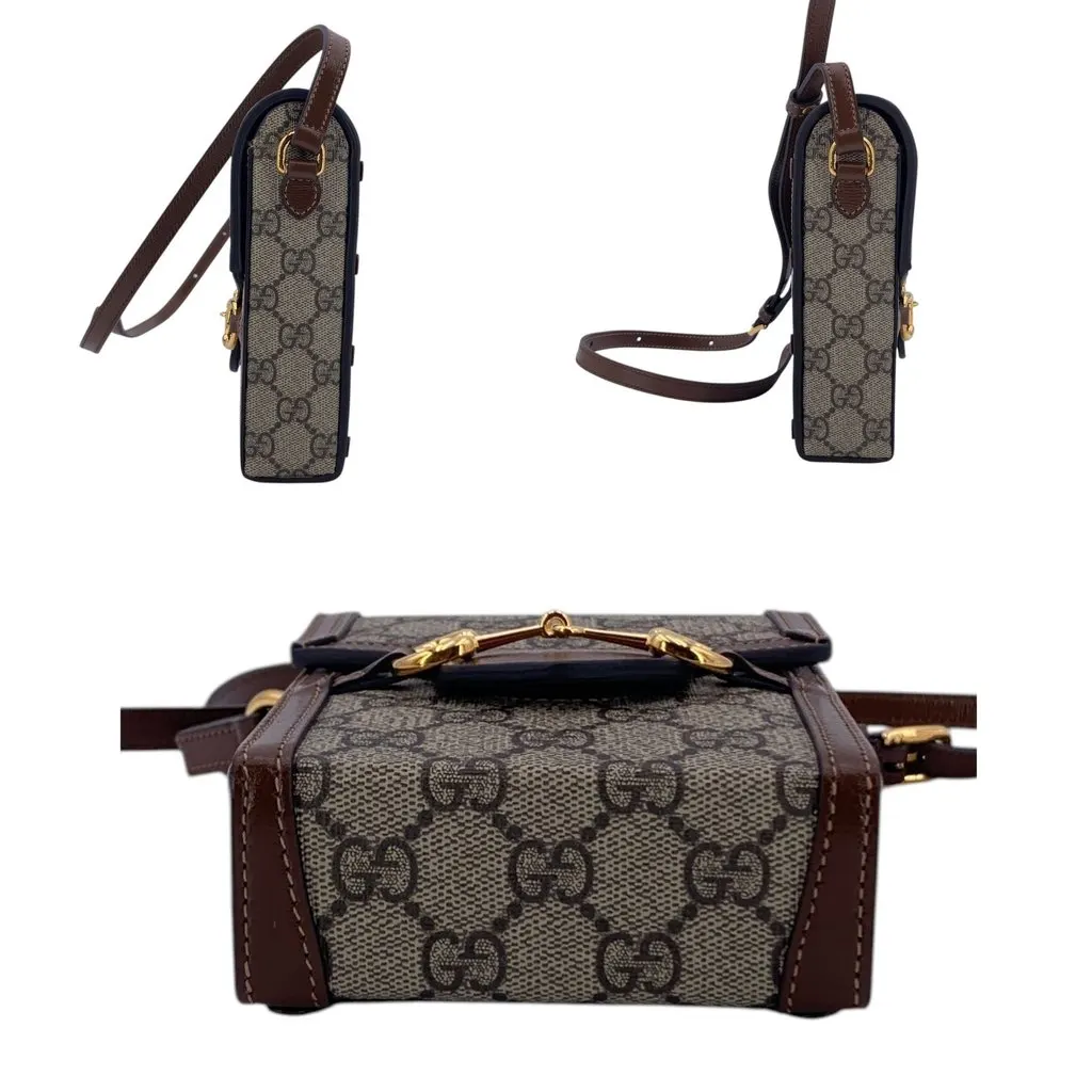 Gucci Crossbody Bag Horsebit 1955 Rectangular MultiColor Canvas Good - Box View