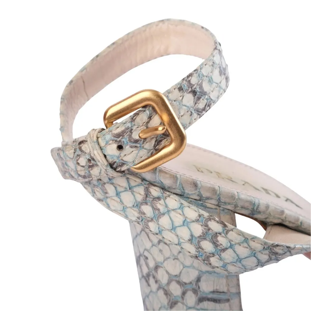 Prada Snakeskin Platform Ankle-Strap Sandals - '00s White Leather Good - Model View