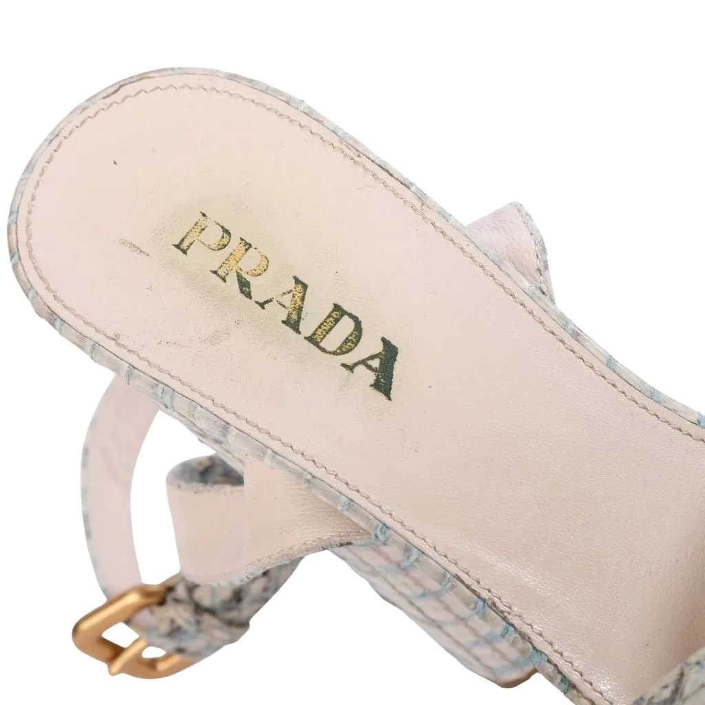 Prada Snakeskin Platform Ankle-Strap Sandals - '00s White Leather Good - Box View
