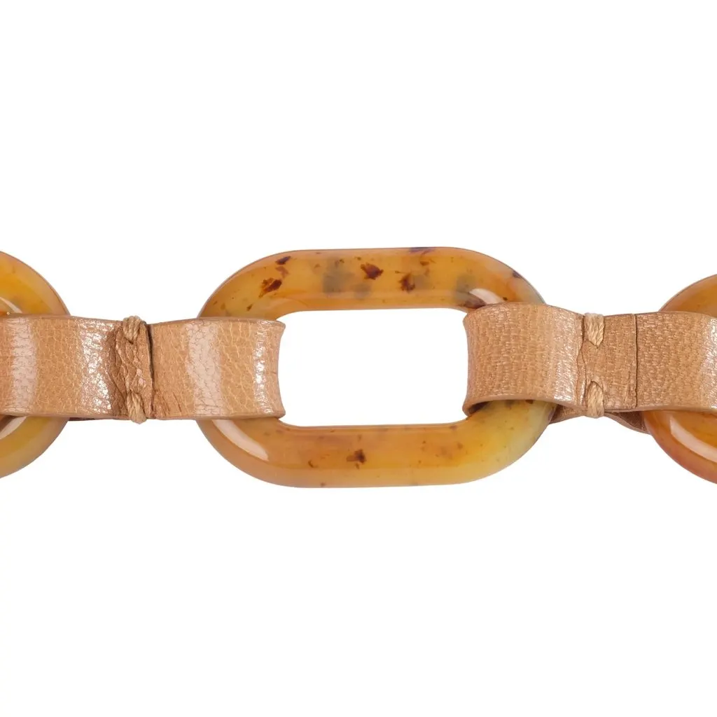 Prada Tortoiseshell-Effect Resin & Leather Chain Belt - '00s MultiColor Leather Good - Back View