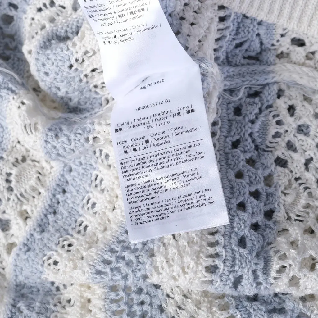 Red Valentino Blue & White Striped Crochet-Knit Cotton Dress - '10s White Cotton Good - Box View