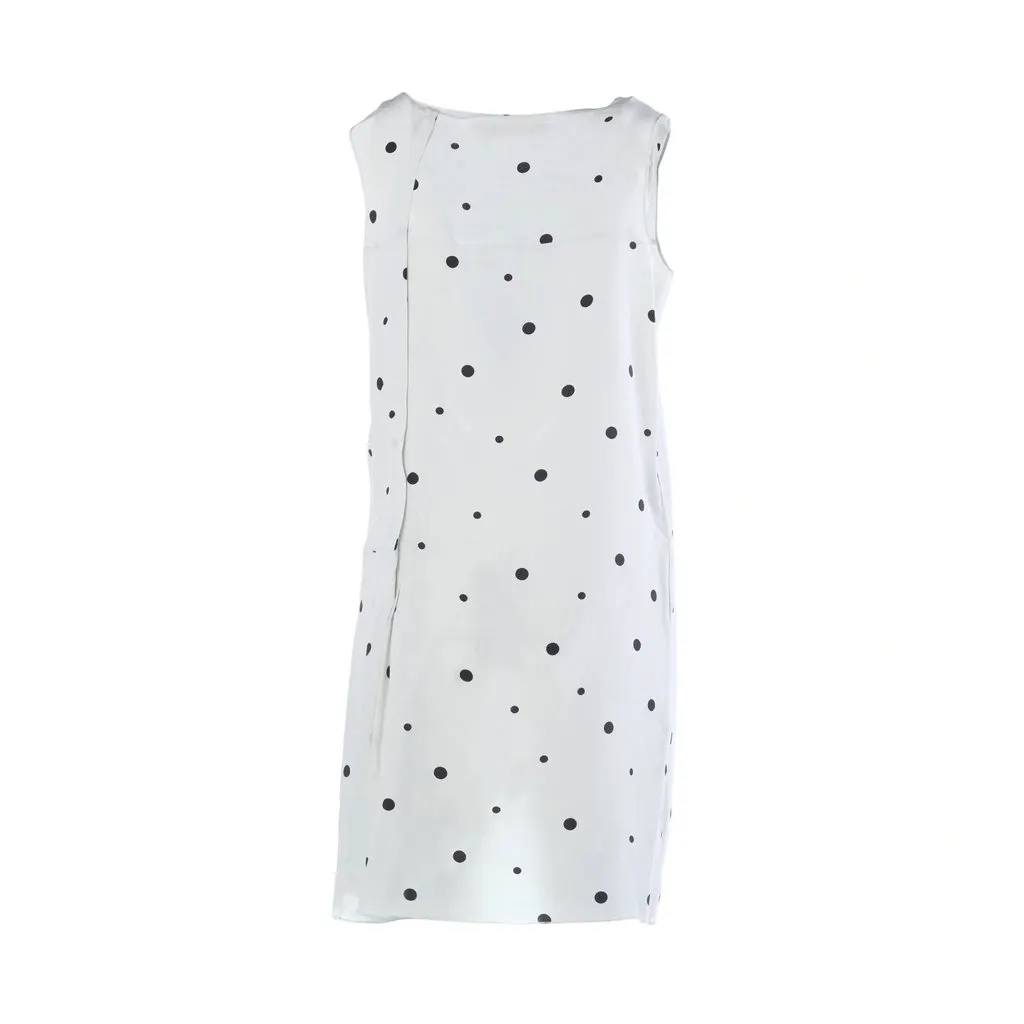 Marni White & Black Polka Dot Silk Ruffle Dress - '10s Black Silk Good - Back View