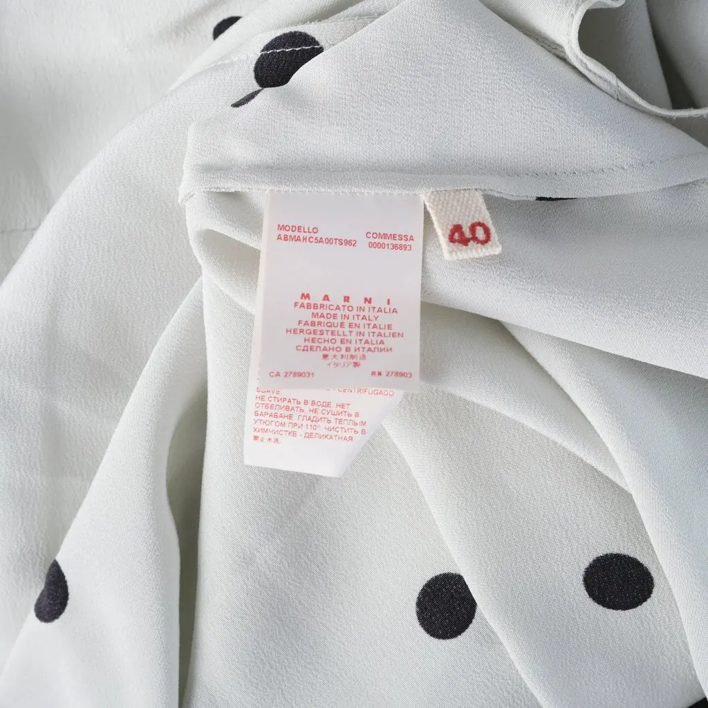 Marni White & Black Polka Dot Silk Ruffle Dress - '10s Black Silk Good - Box View