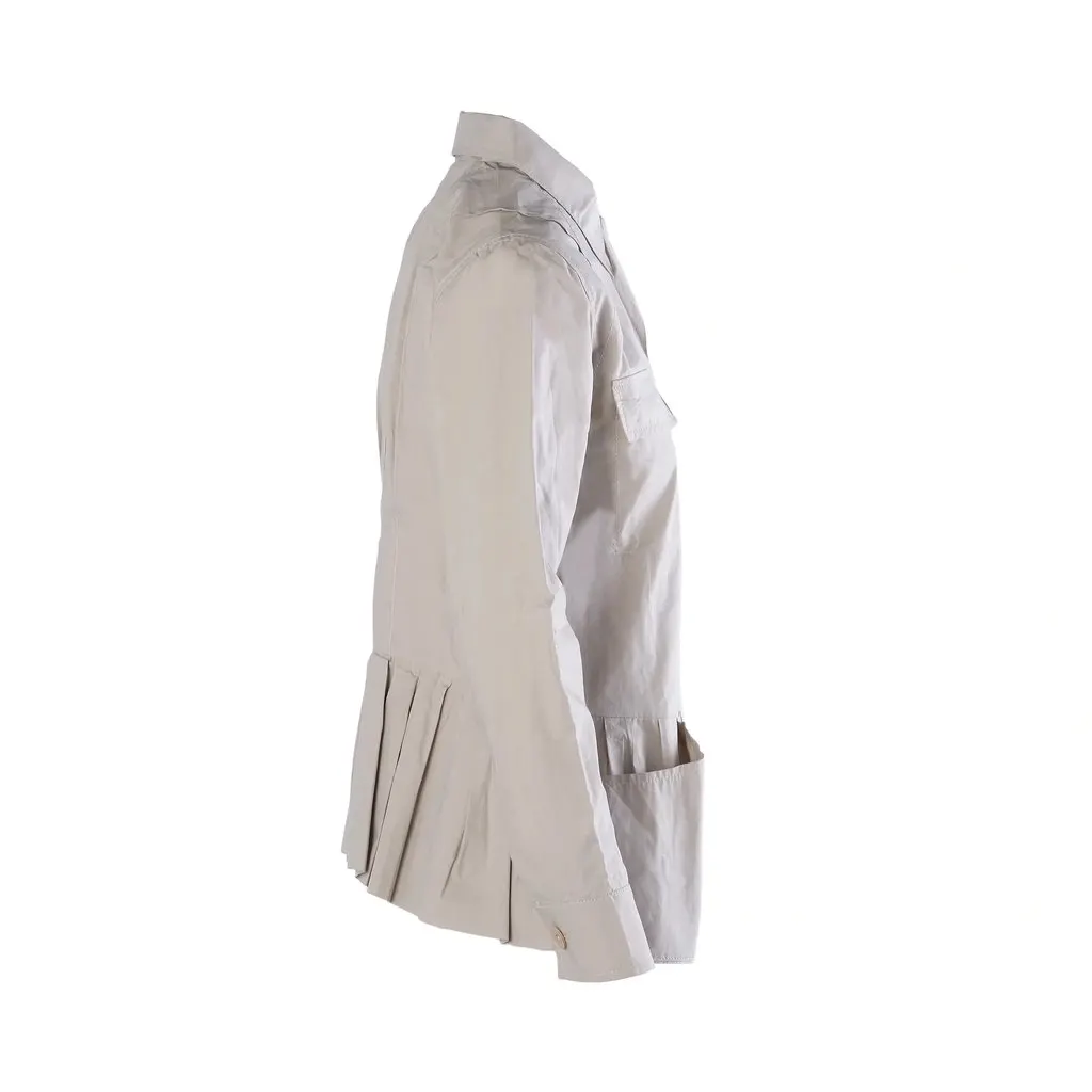 Alberta Ferretti Philosophy di Alberta Ferretti Beige Cotton Pleated Peplum Utility Jacket - '00s Beige Cotton Good - Back View
