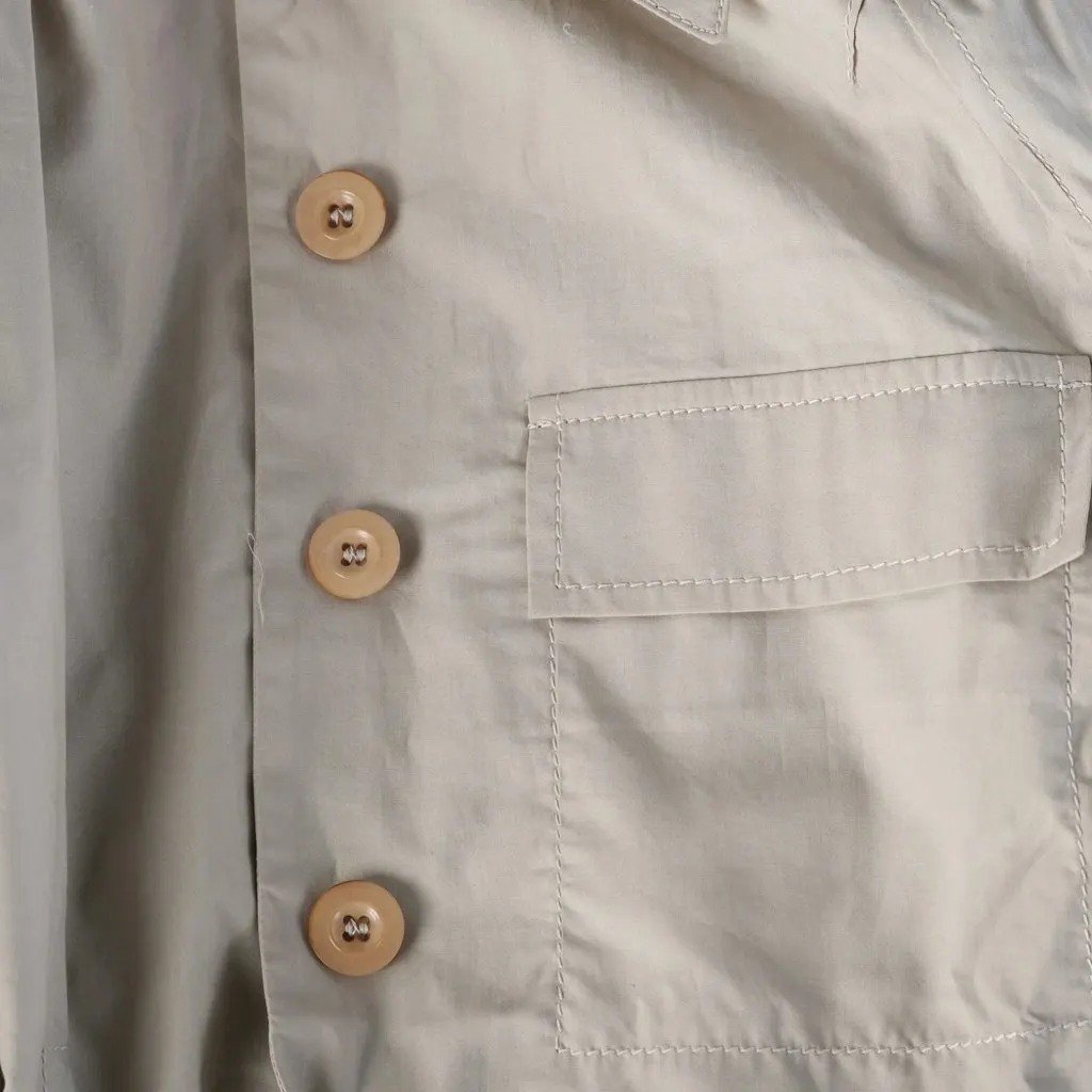 Alberta Ferretti Philosophy di Alberta Ferretti Beige Cotton Pleated Peplum Utility Jacket - '00s Beige Cotton Good - Model View