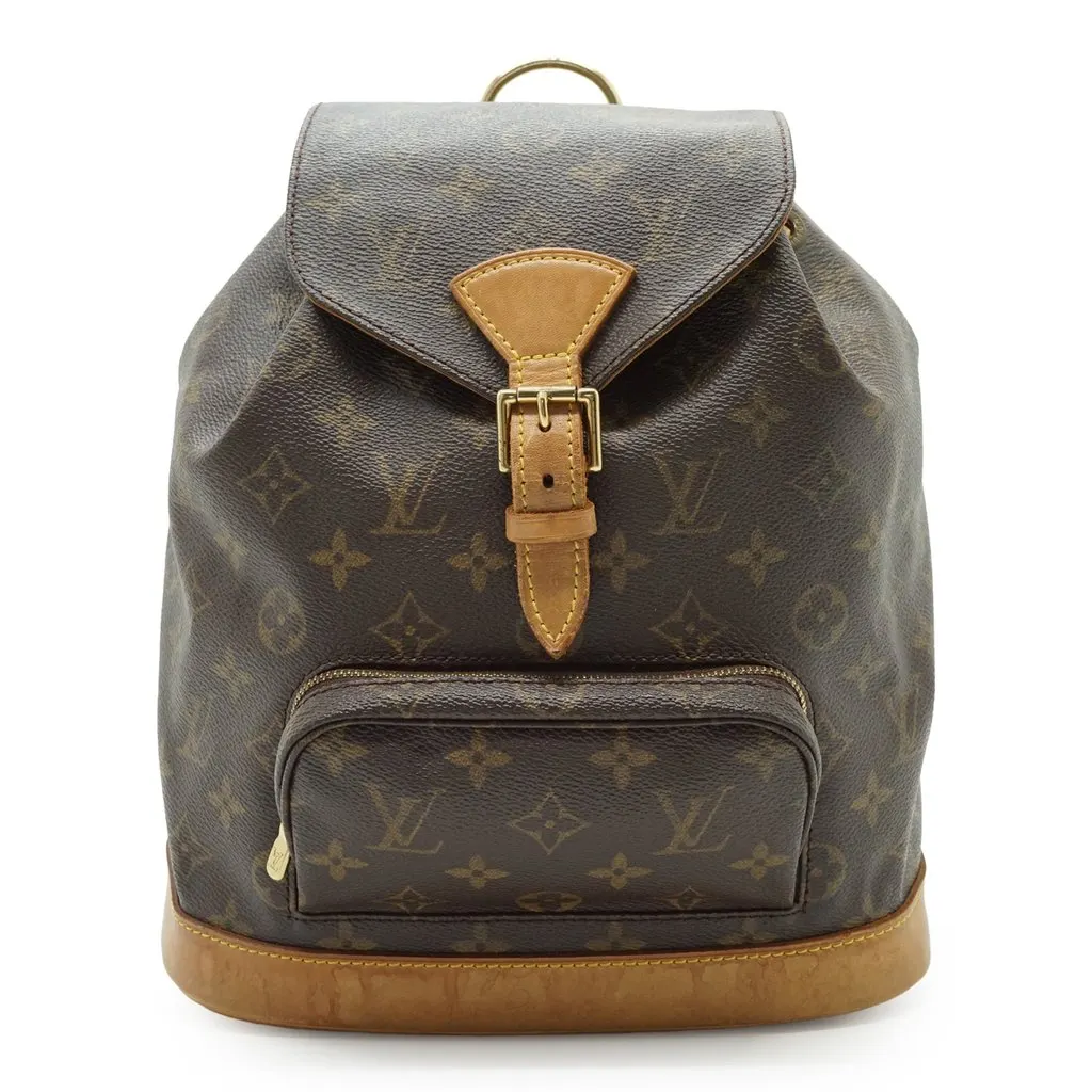 Louis Vuitton Backpack Vintage Montsouris Brown Canvas Good - Front View