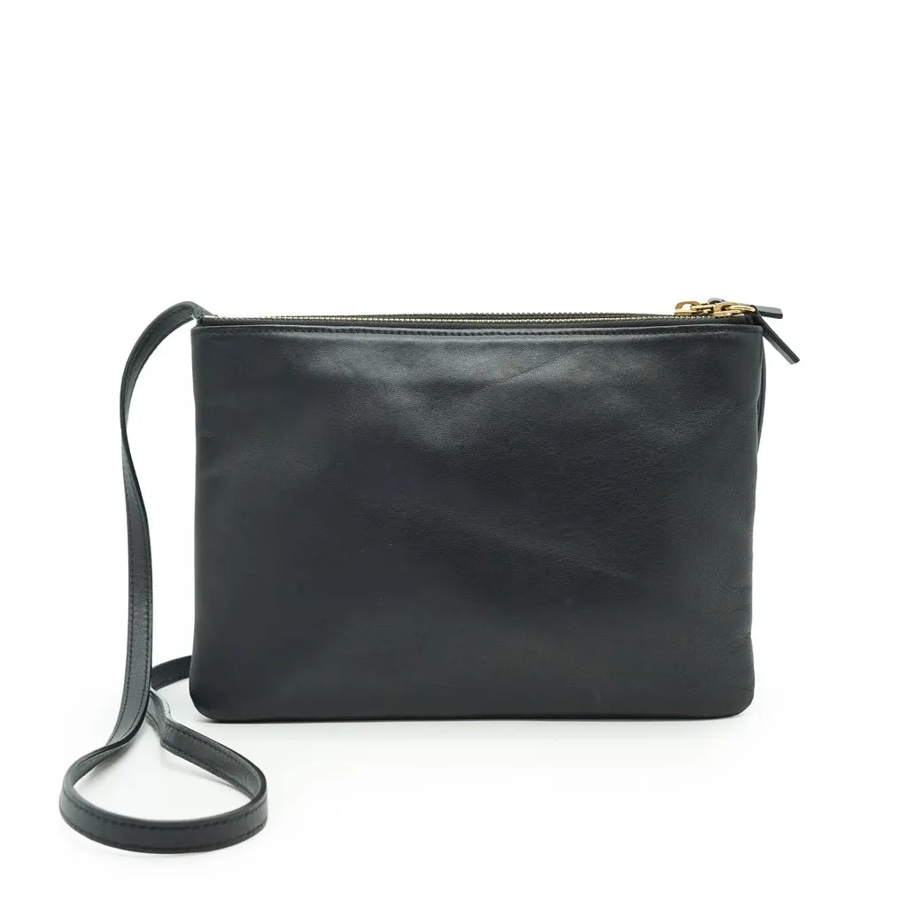 Celine Shoulder Bag Trio Black Leather Good - Back View