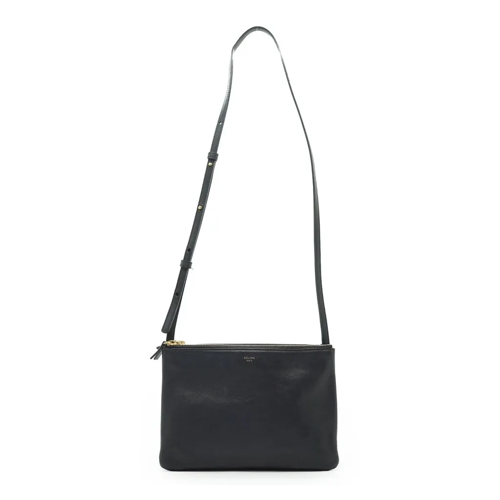 Celine Shoulder Bag Trio Black Leather Good - Inside View