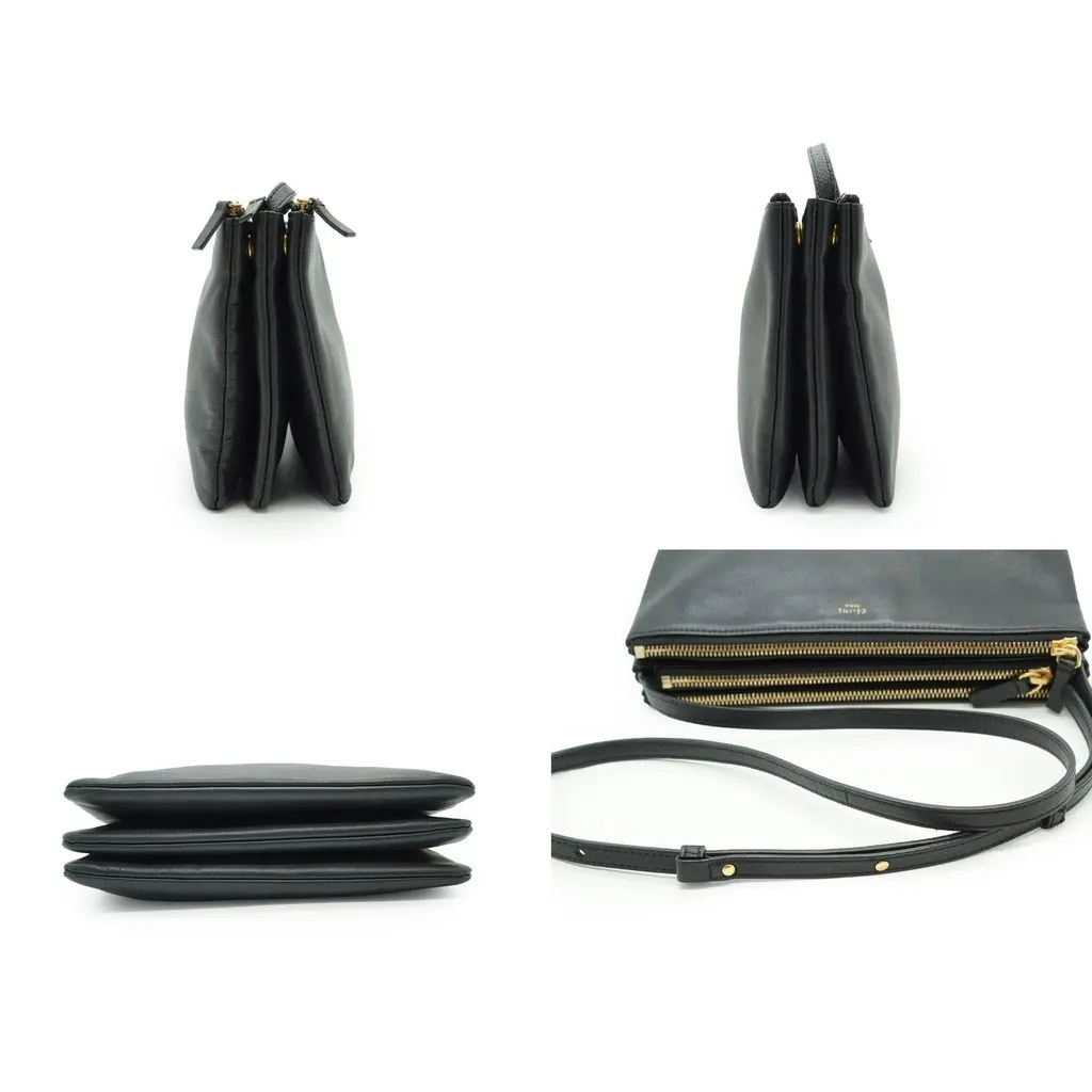 Celine Shoulder Bag Trio Black Leather Good - Model View