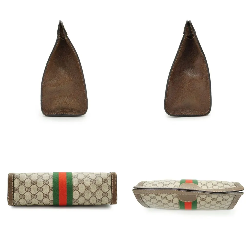 Gucci Clutch Bag Vintage Ophidia Brown Canvas Good - Model View
