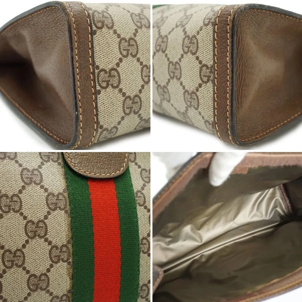 Gucci Clutch Bag Vintage Ophidia Brown Canvas Good - Box View