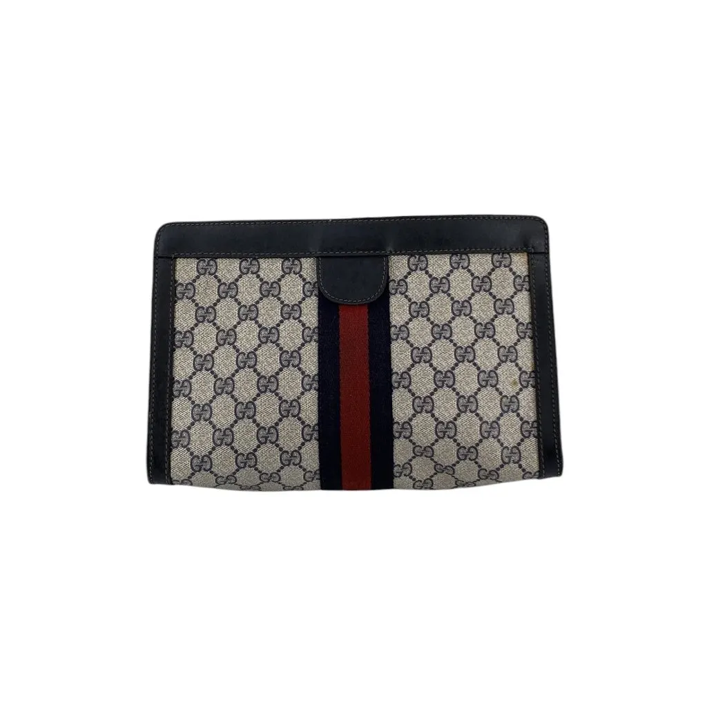 Gucci Clutch Bag Vintage Ophidia Blue Canvas Good - Inside View