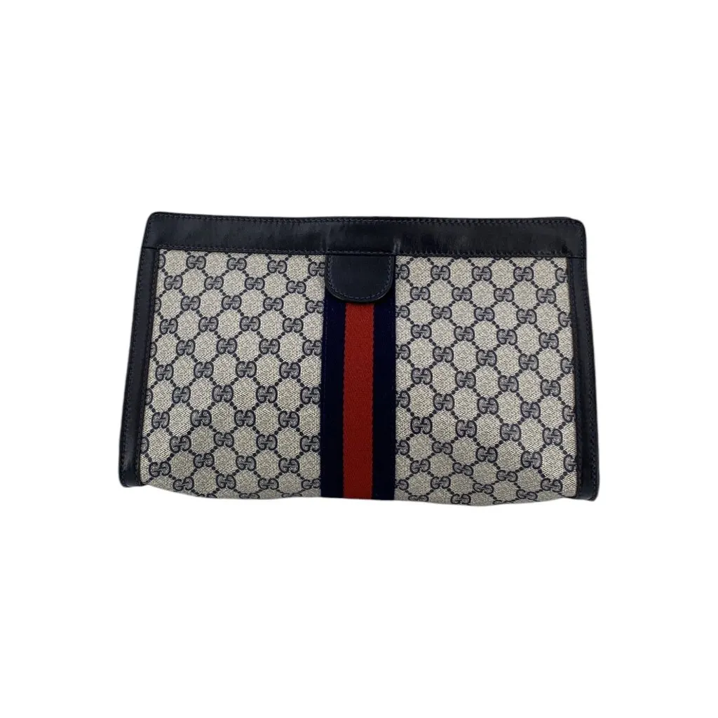 Gucci Clutch Bag Vintage Ophidia Blue Canvas Good - Inside View