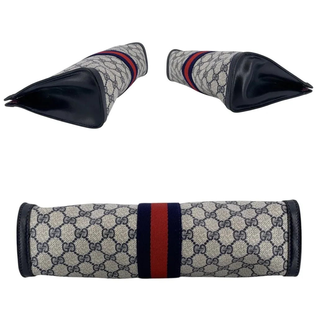 Gucci Clutch Bag Vintage Ophidia Blue Canvas Good - Model View