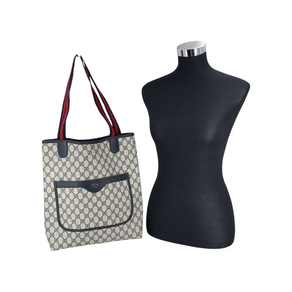 Gucci Tote Bag Vintage Ophidia Red Canvas Good - Back View