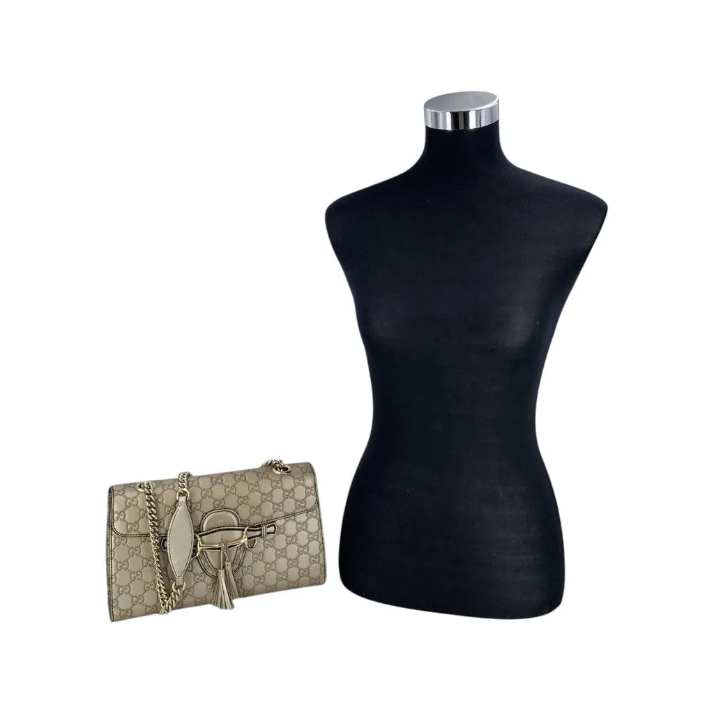 Gucci Shoulder Bag Emily Gold Leather Good - Back View