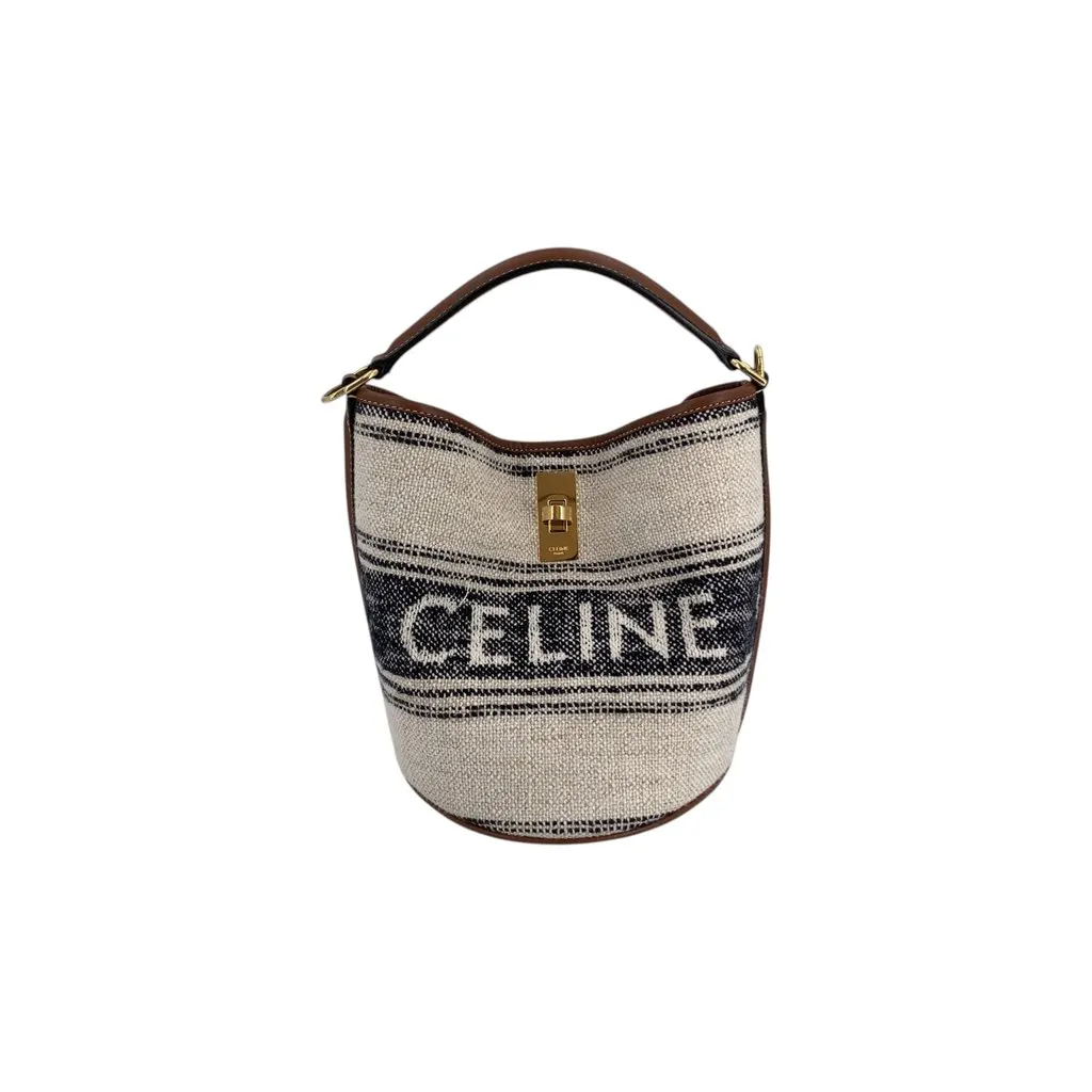 Celine Shoulder Bag Teen 16 Beige Canvas Good - Front View