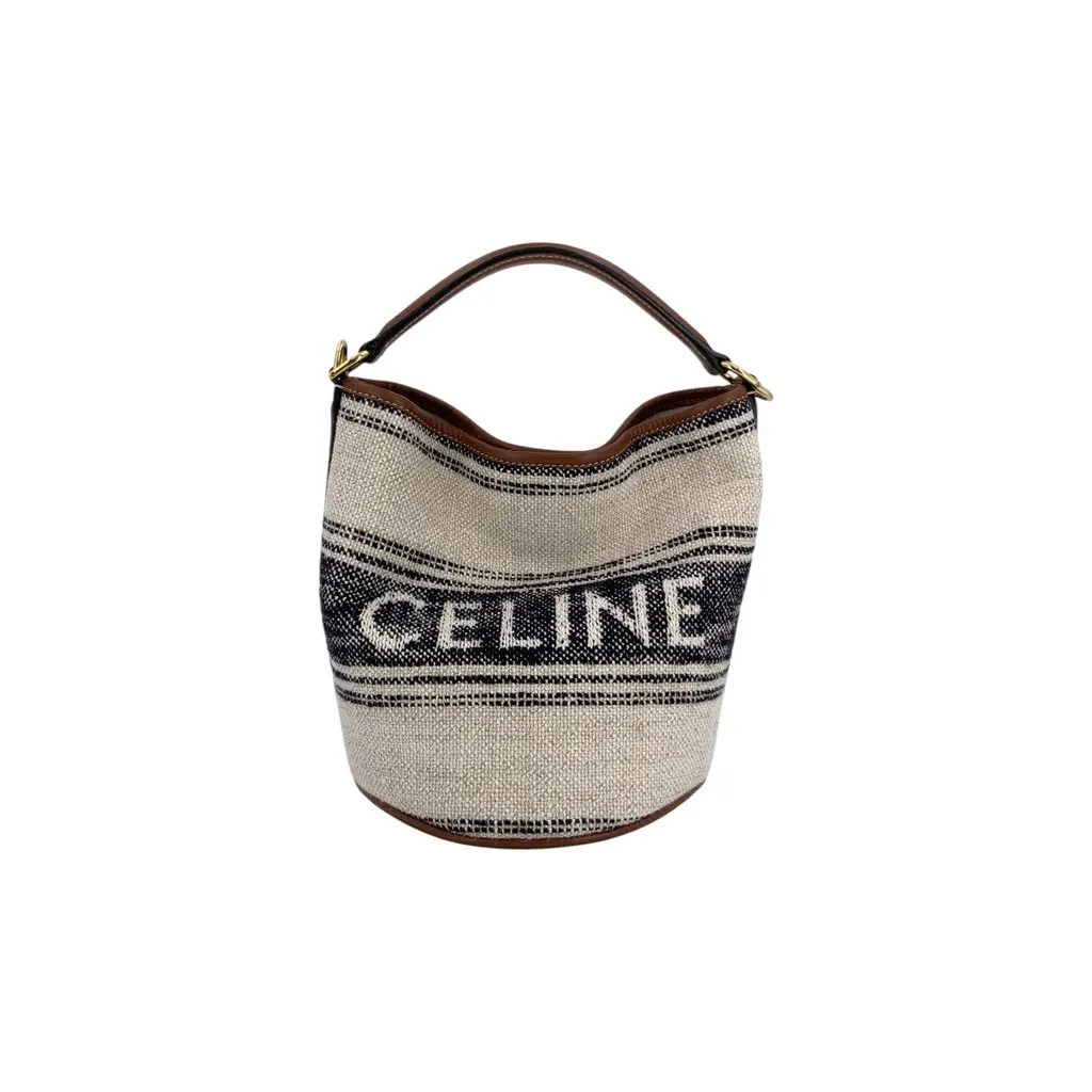 Celine Shoulder Bag Teen 16 Beige Canvas Good - Inside View