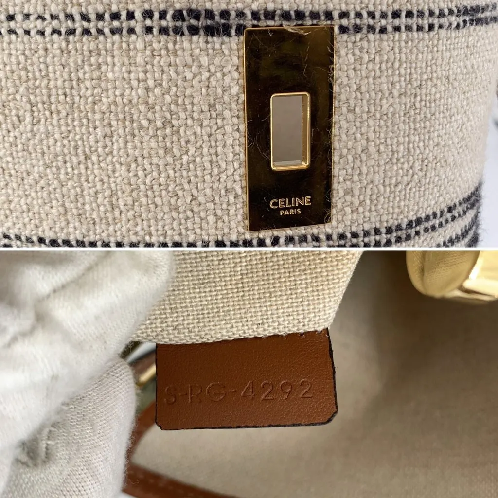 Celine Shoulder Bag Teen 16 Beige Canvas Good - Model View