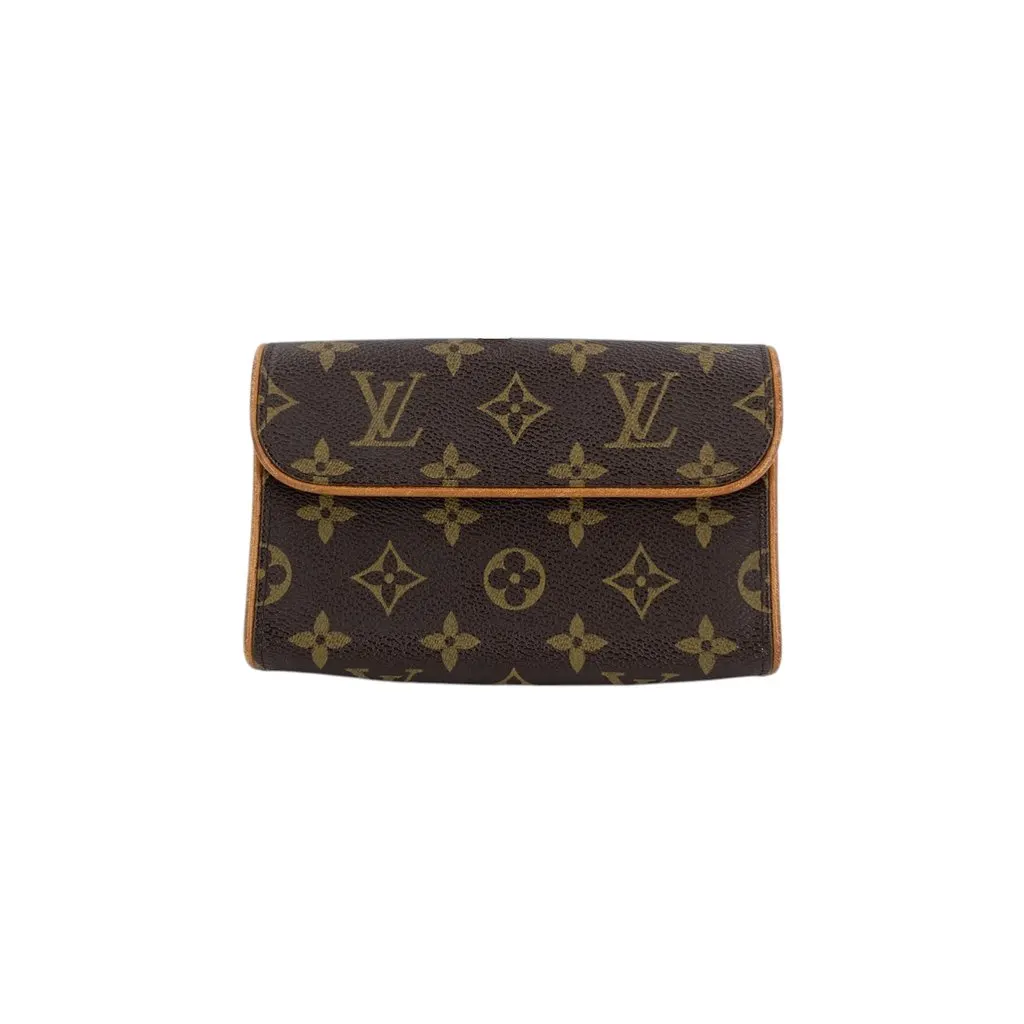 Louis Vuitton Clutch Bag Vintage Florentine Brown Canvas Good - Front View