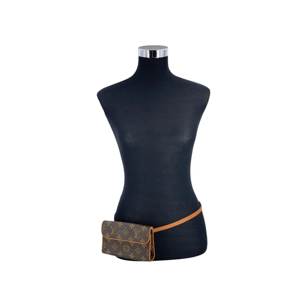 Louis Vuitton Clutch Bag Vintage Florentine Brown Canvas Good - Back View