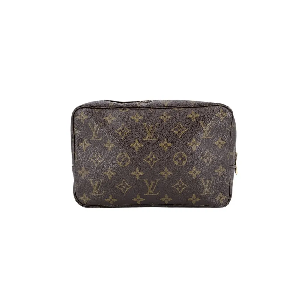 Louis Vuitton Clutch Bag Vintage Trousse de Toilette Brown Canvas Good - Front View