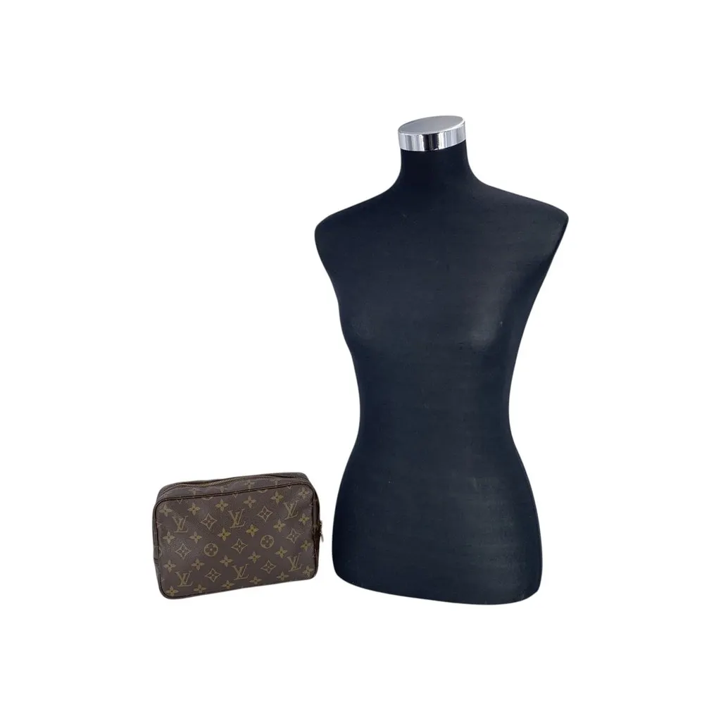 Louis Vuitton Clutch Bag Vintage Trousse de Toilette Brown Canvas Good - Back View